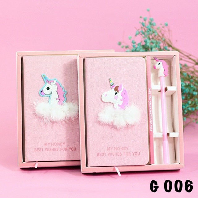 G006 | 1 SET DIARY + PEN UNICORN | BIRTHDAY GIFT | 2 in 1