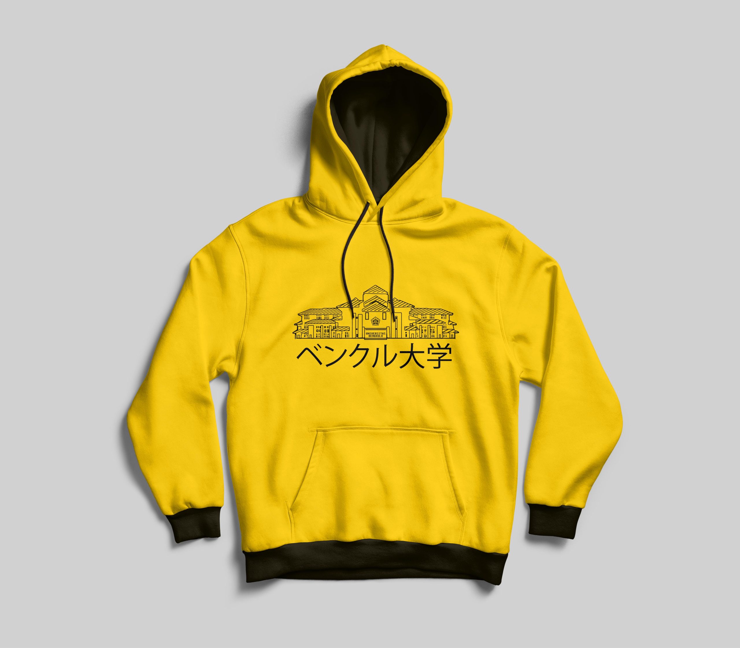 Hoodie Sweater Kuning Huruf Kanji Unib